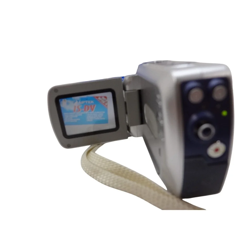 Vintage Aiptek ISDV Digital Camcorder 5MP Silver Bundle Logic Tripod SD Card Kit